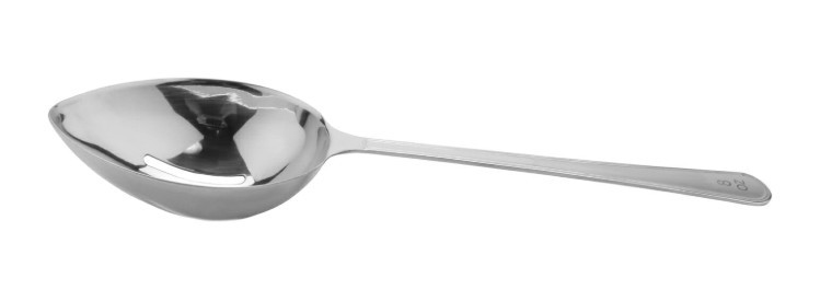 G.E.T - 8 oz Stainless Steel Portion Control Slotted Spoon W/ Mirror Finish (12 Per Case) - BSRIM-27
