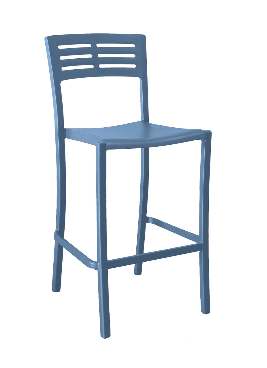 Grosfillex - Vogue Denim Blue Outdoor Stacking Barstool (2 Pack)