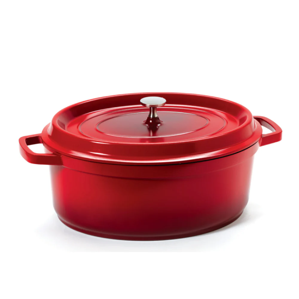 GET Heiss 6.5 Qt. Red Oval Induction Ready Dutch Oven With Lid - CA-007-R/BK