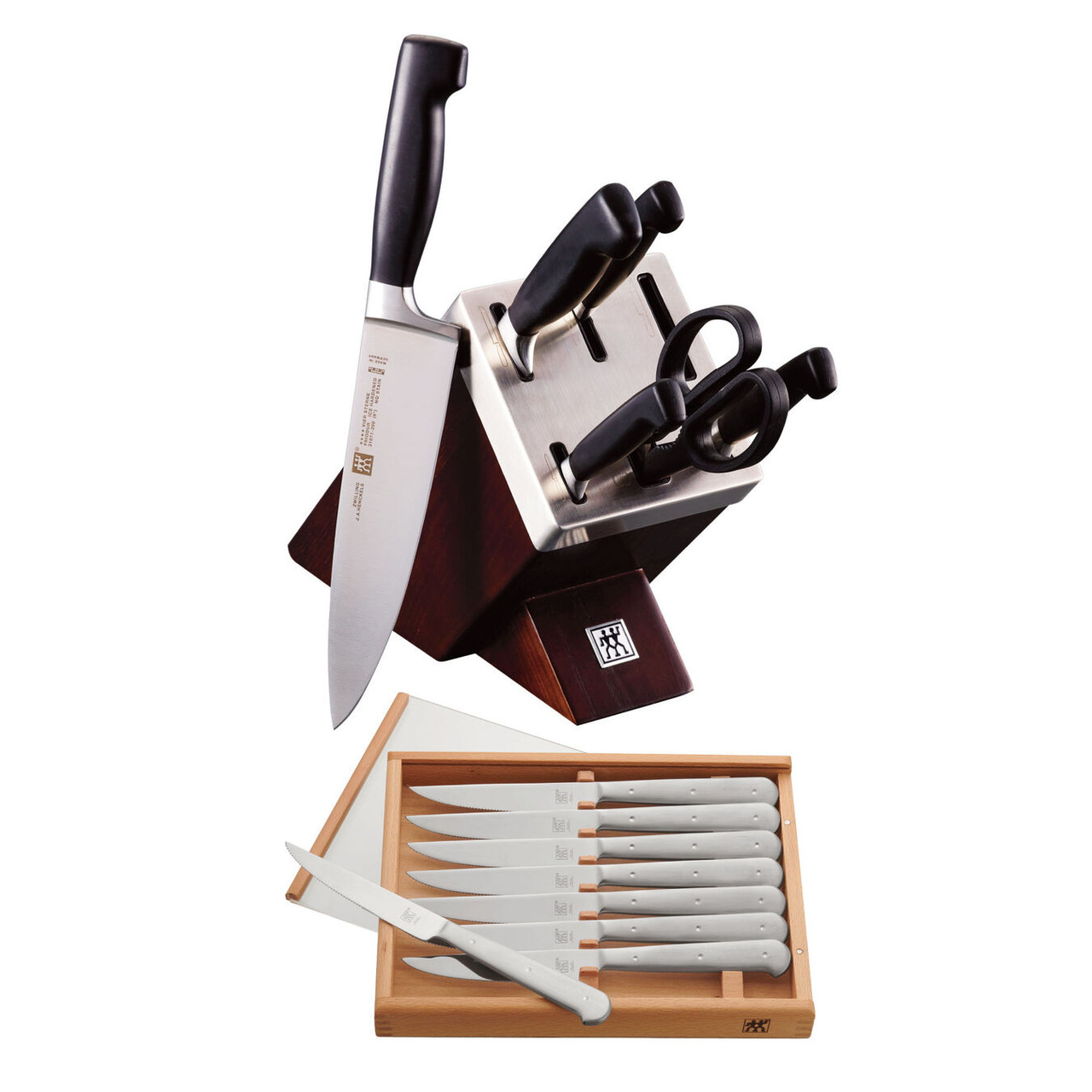 Zwilling - 7 Pc Four Star Block Set With Bonus Steak Knives