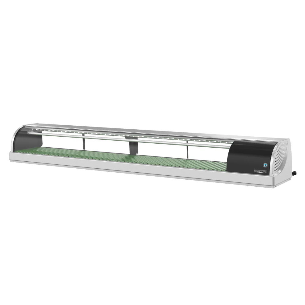 Hoshizaki HNC-210BA-R-SLH 82" Curved Glass Refrigerated Right Side Condenser Sushi Display Case