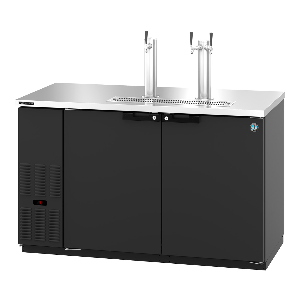 Hoshizaki - 59" Black Refrigerated Beer Dispenser w/ 3 Taps & 2 Solid Swing Doors - DD59