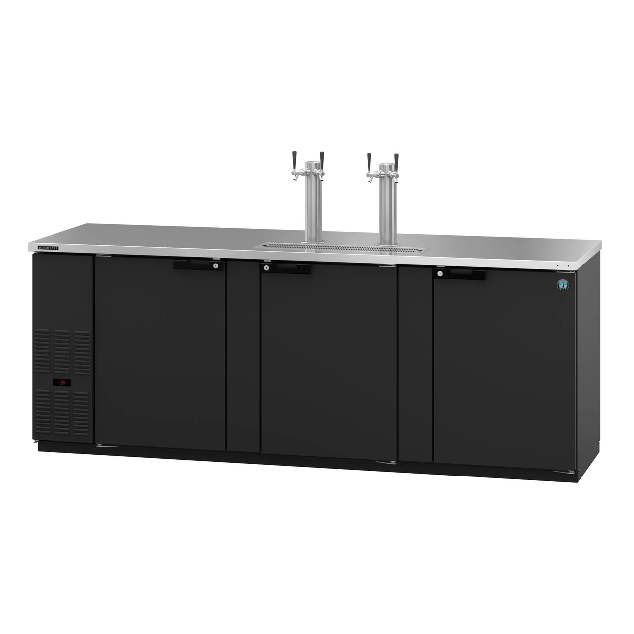 Hoshizaki - 95" Black Refrigerated Beer Dispenser w/ 4 Taps & 3 Solid Swing Doors - DD95 Hoshizaki - 95" Black Refrigerated Beer Dispenser w/ 4 Taps & 3 Solid Swing Doors - DD95 - Image 3
