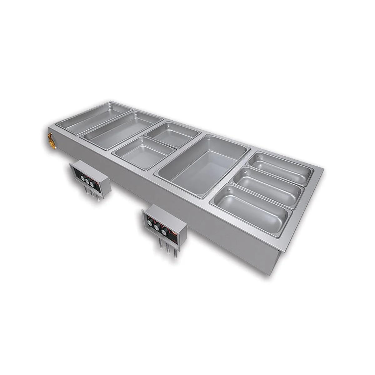 Hatco HWBI-5DA 5-Pan Drop-In Modular Heated Food Well with Drain and Autofill - 240V, 1 Phase