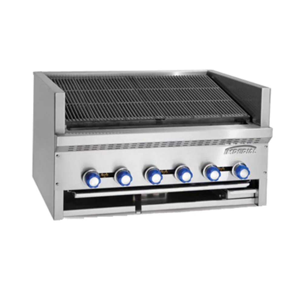 Imperial IAB-72 72" Countertop Radiant Natural Gas Steakhouse Charbroiler - 260,000 BTU