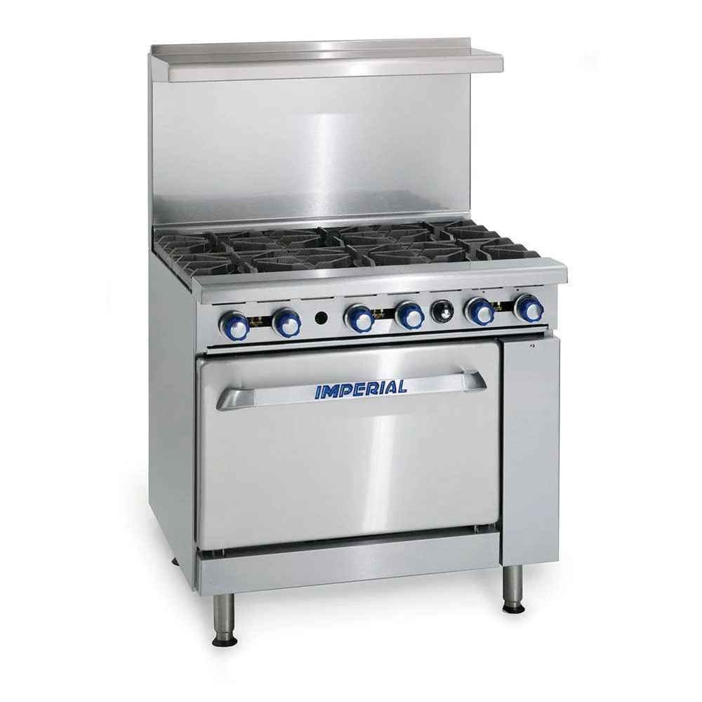 Imperial IR-4-G12 36" Natural Gas 4-Burner Commercial Range With 12" Griddle and Standard Oven - 183,000 BTU