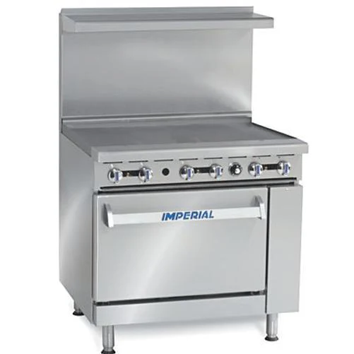 Imperial IR-G36 36" Natural Gas Commercial Range Griddle and Standard Oven - 95,000 BTU