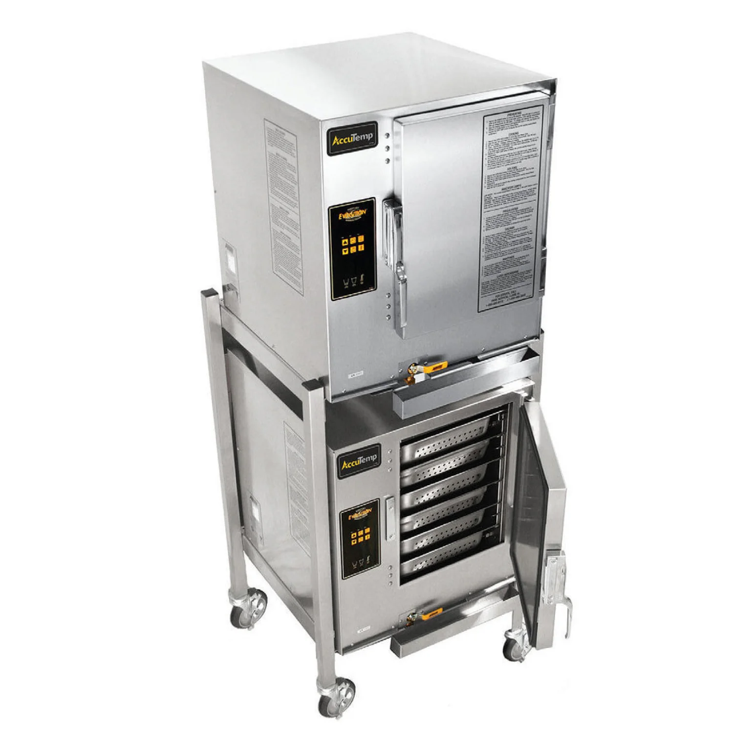 AccuTemp E62083E100DBL Double-Stacked 12 Pan Freestanding Electric Evolution Convection Steamer - 208V