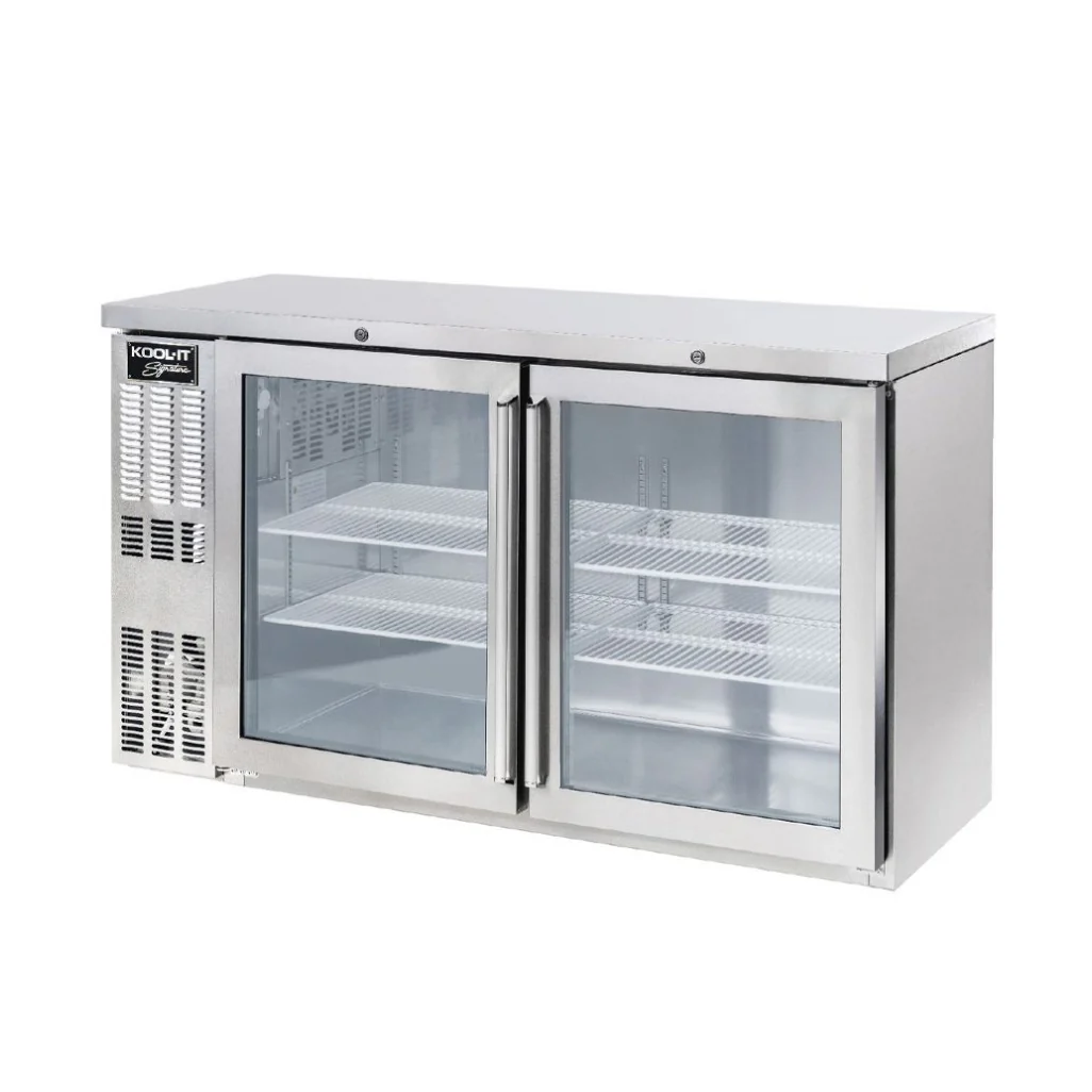 Kool-It KNB-60-2SG 60" Stainless Steel 2-Door Back Bar Cooler - 15.6 Cu. Ft.