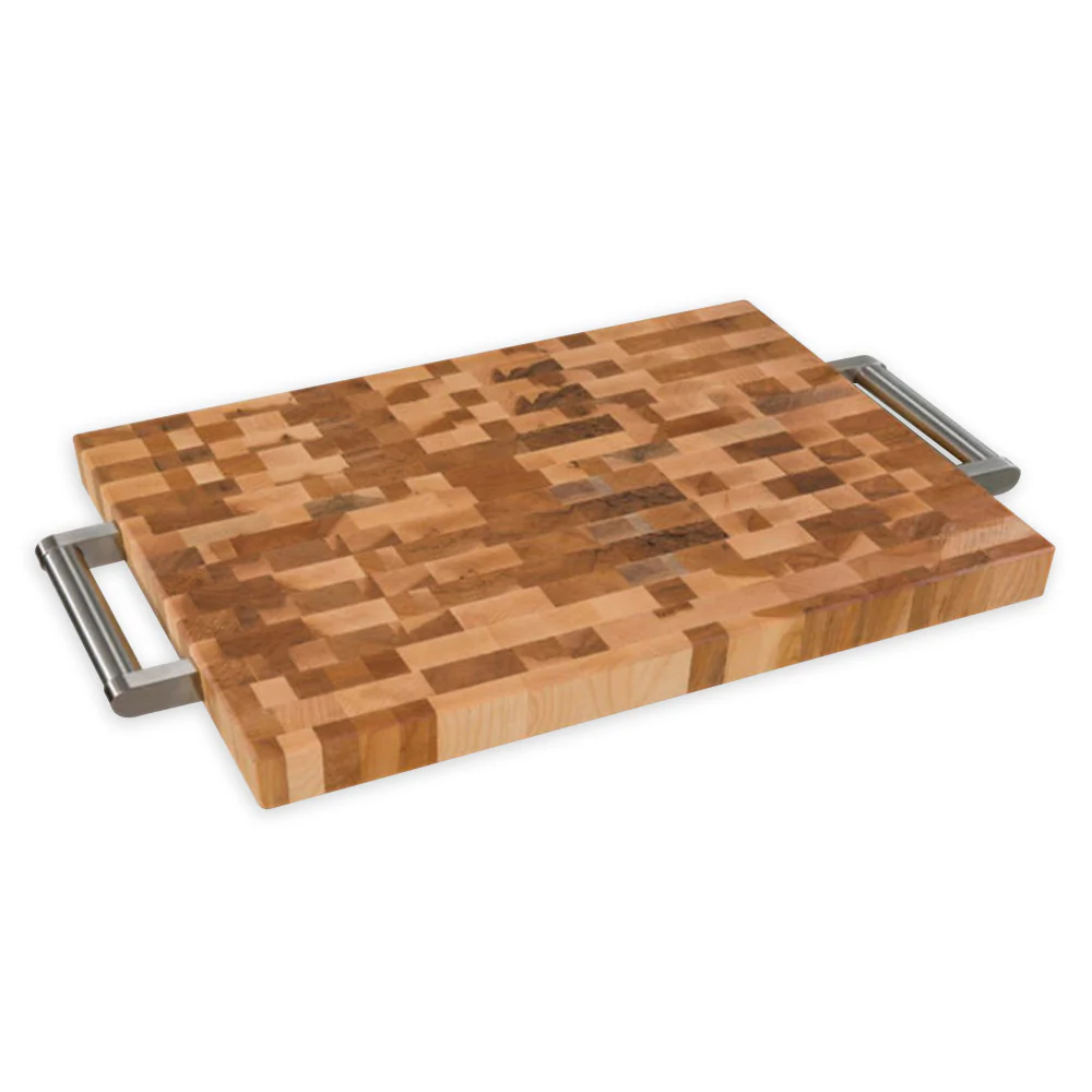 Planches Labell L13188 13” x 18” x 1.25” Butcher Block with Stainless Steel Handles Planches Labell L13188 13” x 18” x 1.25” Butcher Block with Stainless Steel Handles