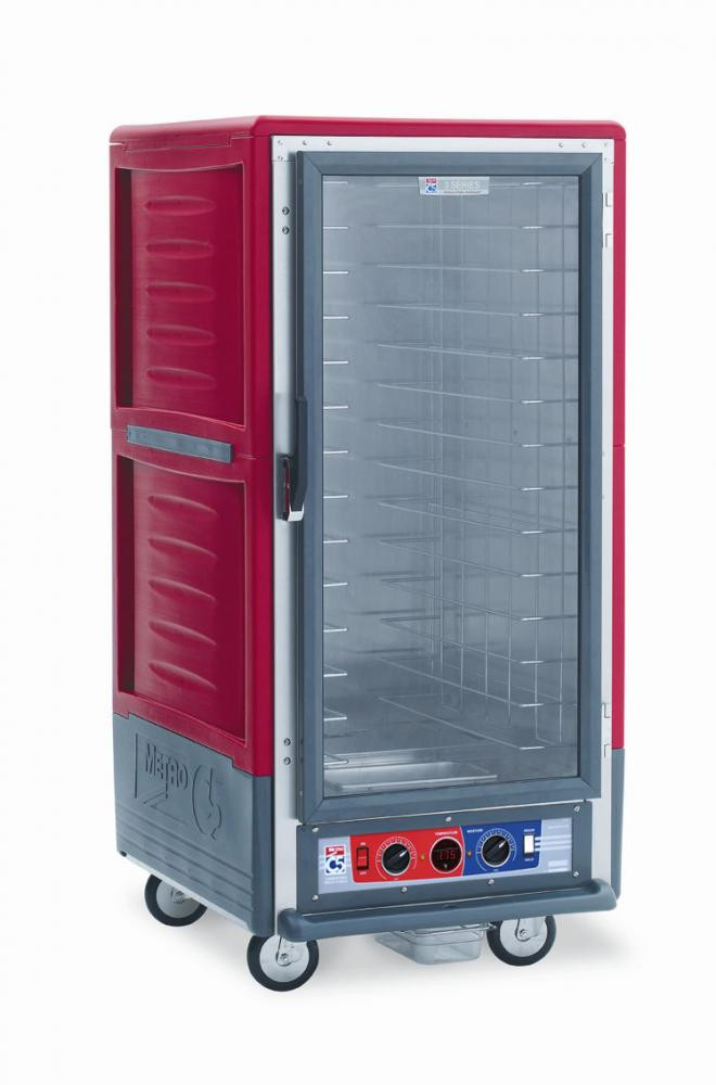 Metro - C5 3 Series Red Insulated Low Wattage 3/4 Size Heated Holding and Proofing Cabinet with Fixed Wire Slides and Clear Door - C537-CLFC-4
