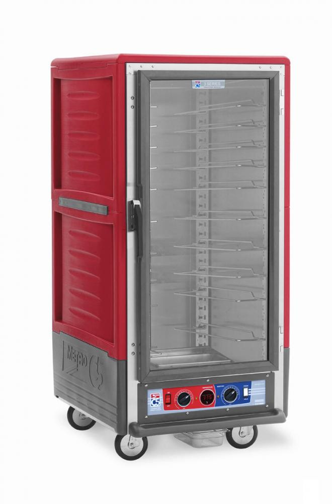 Metro - C5 3 Series Red Insulated Low Wattage 3/4 Size Heated Holding and Proofing Cabinet with Universal Wire Slides and Clear Door - C537-CLFC-U