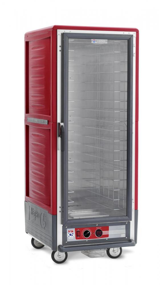 Metro - C5 3 Series Red Insulated Low Wattage Full Size Hot Holding Cabinet with Fixed Wire Slides and Clear Door - C539-HLFC-4