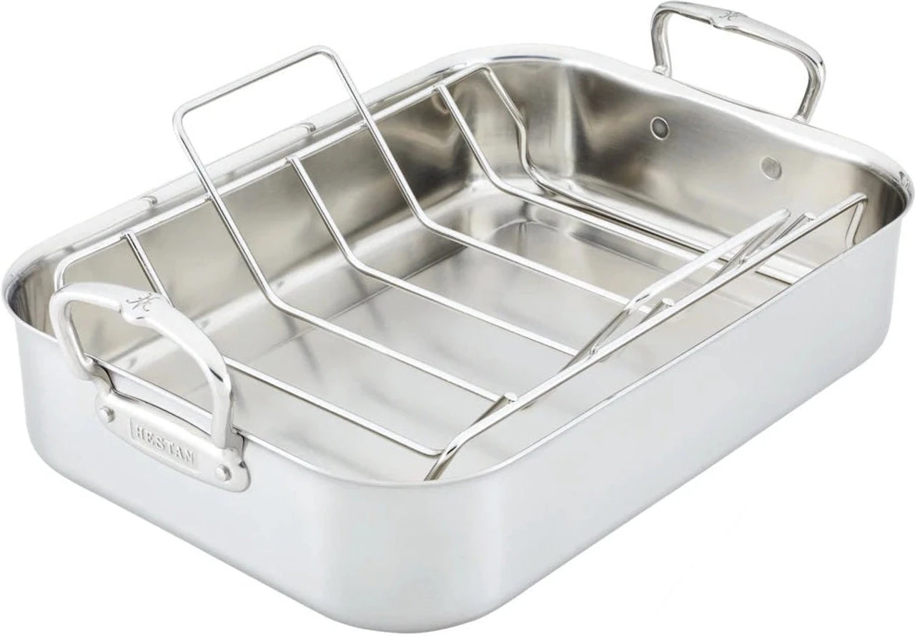 Hestan - 16.5" x 11.8" Try-Ply Stainless Steel Roaster Hestan - 16.5" x 11.8" Try-Ply Stainless Steel Roaster - Image 3