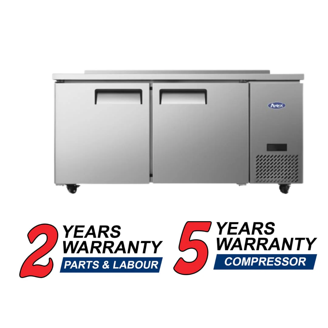 Atosa MGF67GR Double Door 67" Side Mounted Work Top Refrigerator With Backsplash