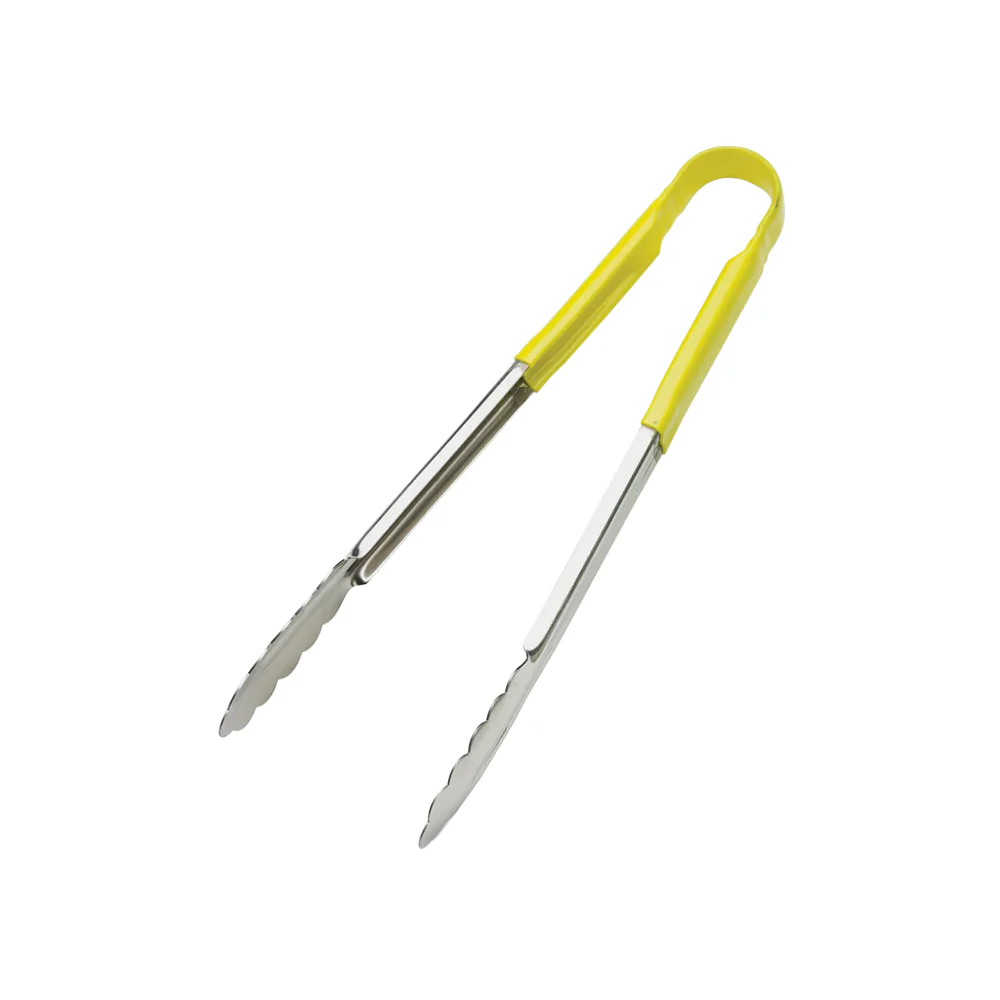 Browne 9" One-Piece robust-build Utility Tongs with Yellow Handle - 5511YL
