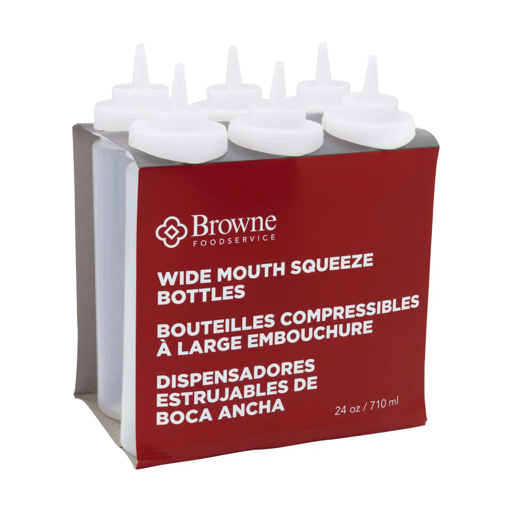 Browne 24 Oz. Wide Mouth Clear Squeeze Bottle - 6/Case - 57802500