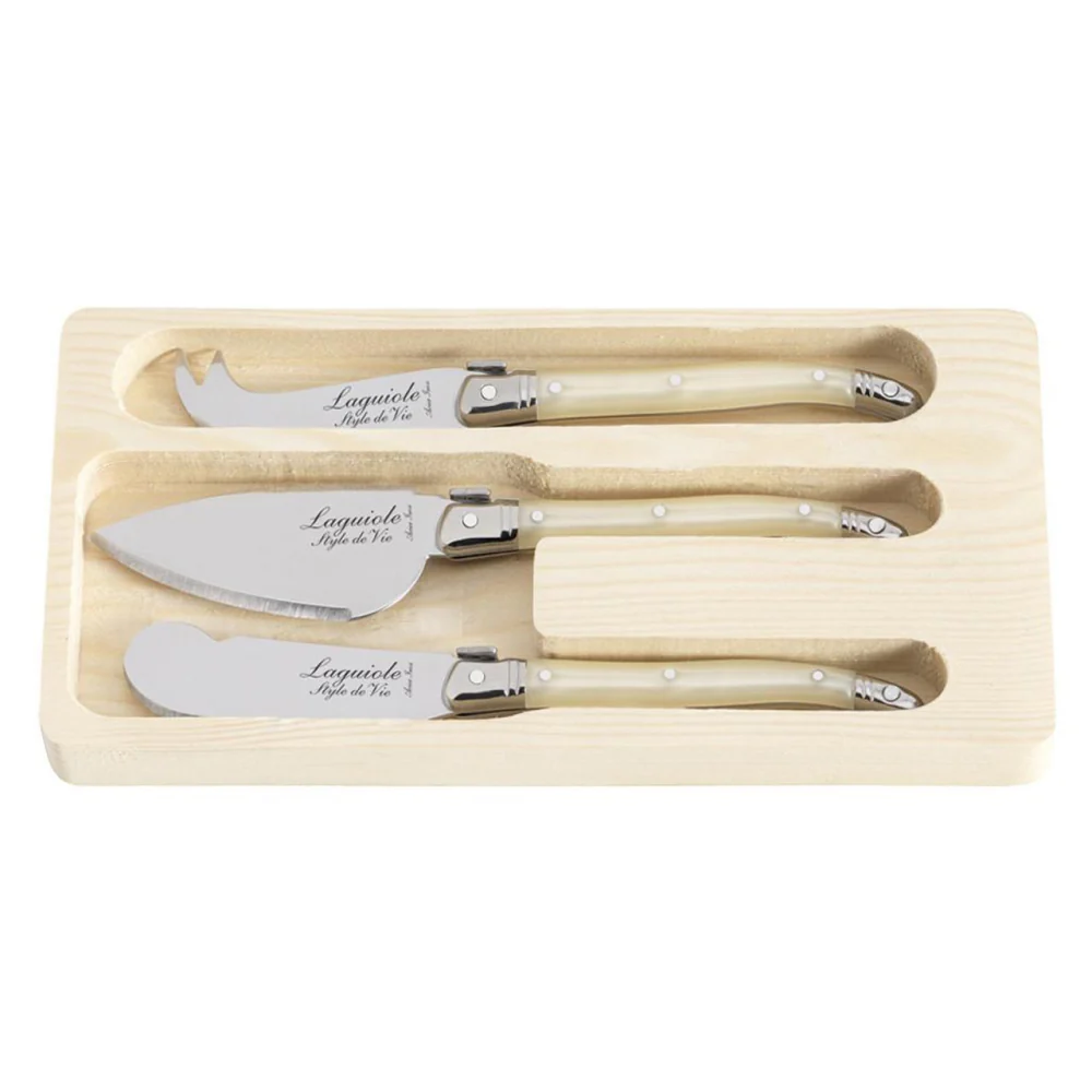 Laguiole By Andre Verdier 3-Piece Laguiole Premium Collection Pearl Cheese Knives