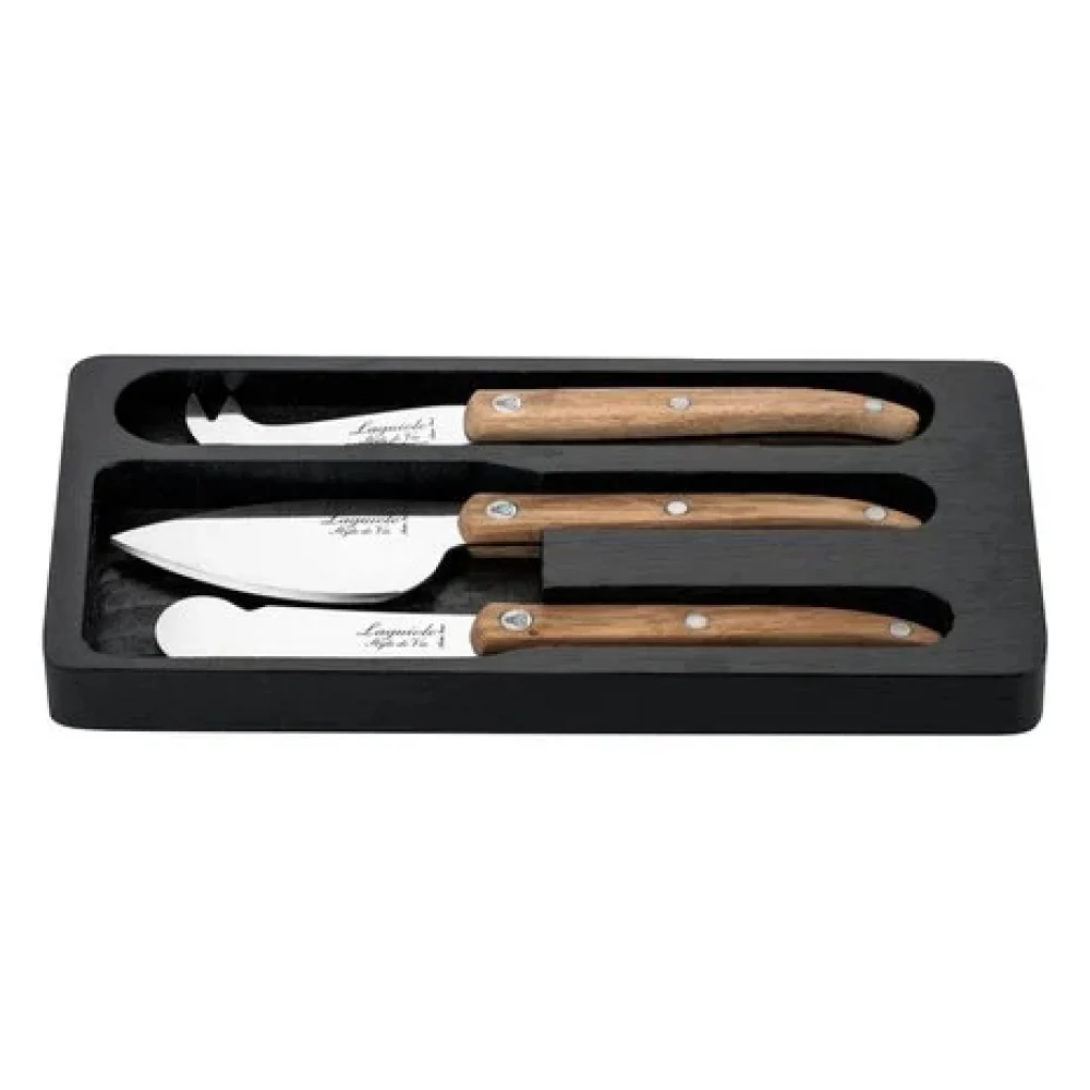 Laguiole By Andre Verdier 3-Piece Laguiole Innovation Collection Oak Wood Cheese Knives