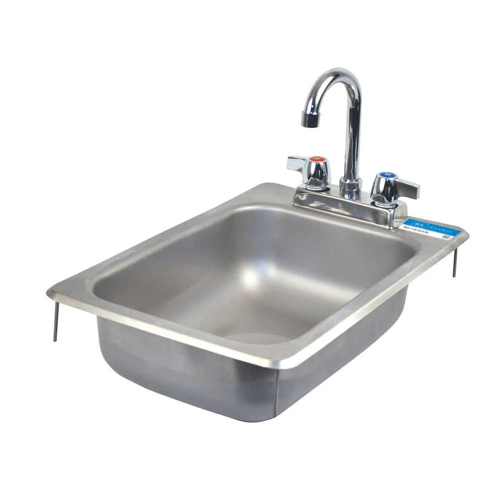 BK Resources 12" One Compartment Drop-In Sink with Faucet - BK-DIS-1014-5D-P-G