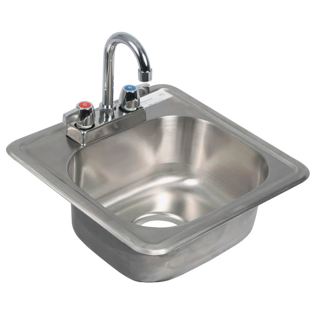 BK Resources 15" One Compartment Drop-In Sink with Faucet - BK-DIS-1515-P-G