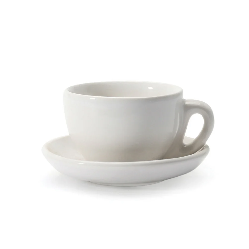 Danesco 20 WH 3 Oz. White Porcelain Espresso Cup & Saucer Set