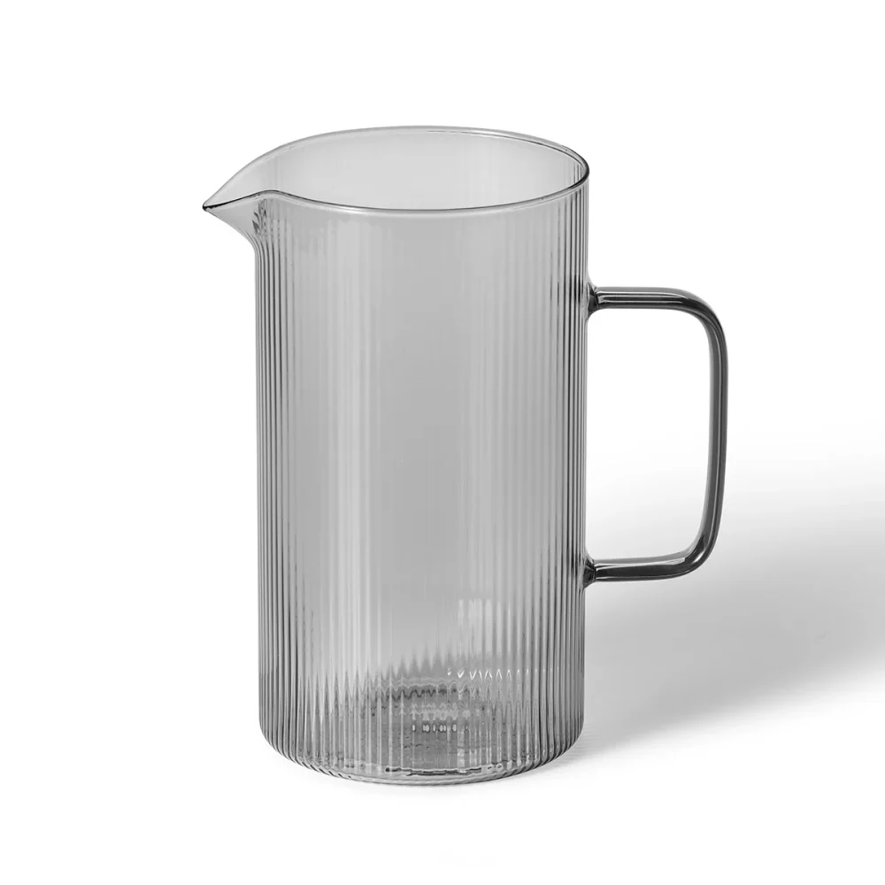 Ricardo 34 Oz. Smocked Black Ribbed Glass Pitcher - 0632290030000