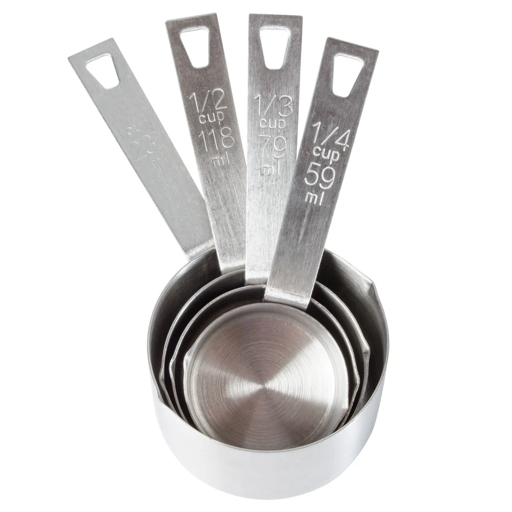 TableCraft 725 4-Piece Heavy Weight Stainless Steel Measuring Cup Set