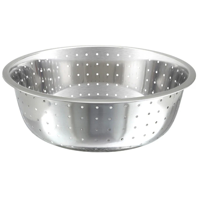 Winco CCOD-15L 15" Stainless Steel Chinese Style Colander with Coarse Drain Holes & No Base