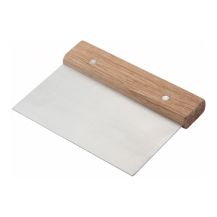 Winco DSC-3 6" x 3" Stainless Steel Dough Scraper with Wooden Handle