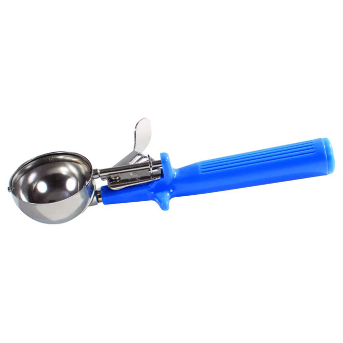 Winco ICOP-16 2 Oz. One-Piece Handle Food Disher with Spring Release - Blue