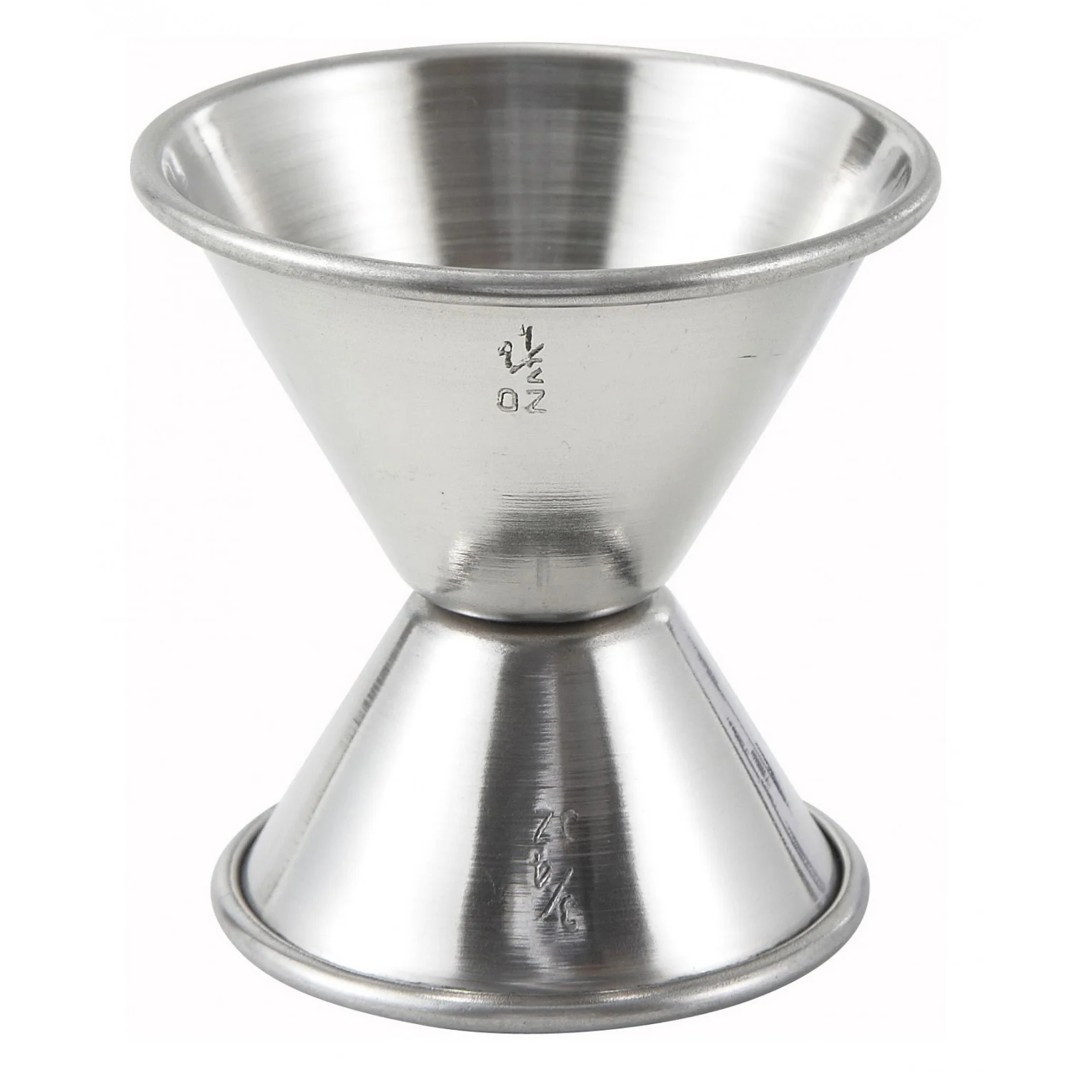 Winco J-3 0.75 Oz. & 1.5 Oz. Stainless Steel Double Jigger