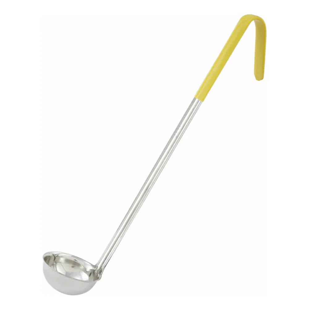 Winco LDC-1 1 Oz. One-Piece Stainless Steel Ladle with Color-Coded Handle - Yellow
