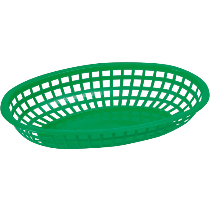 Winco POB-G 10" x 7" Oval Fast Food Basket - Green - 12/Case