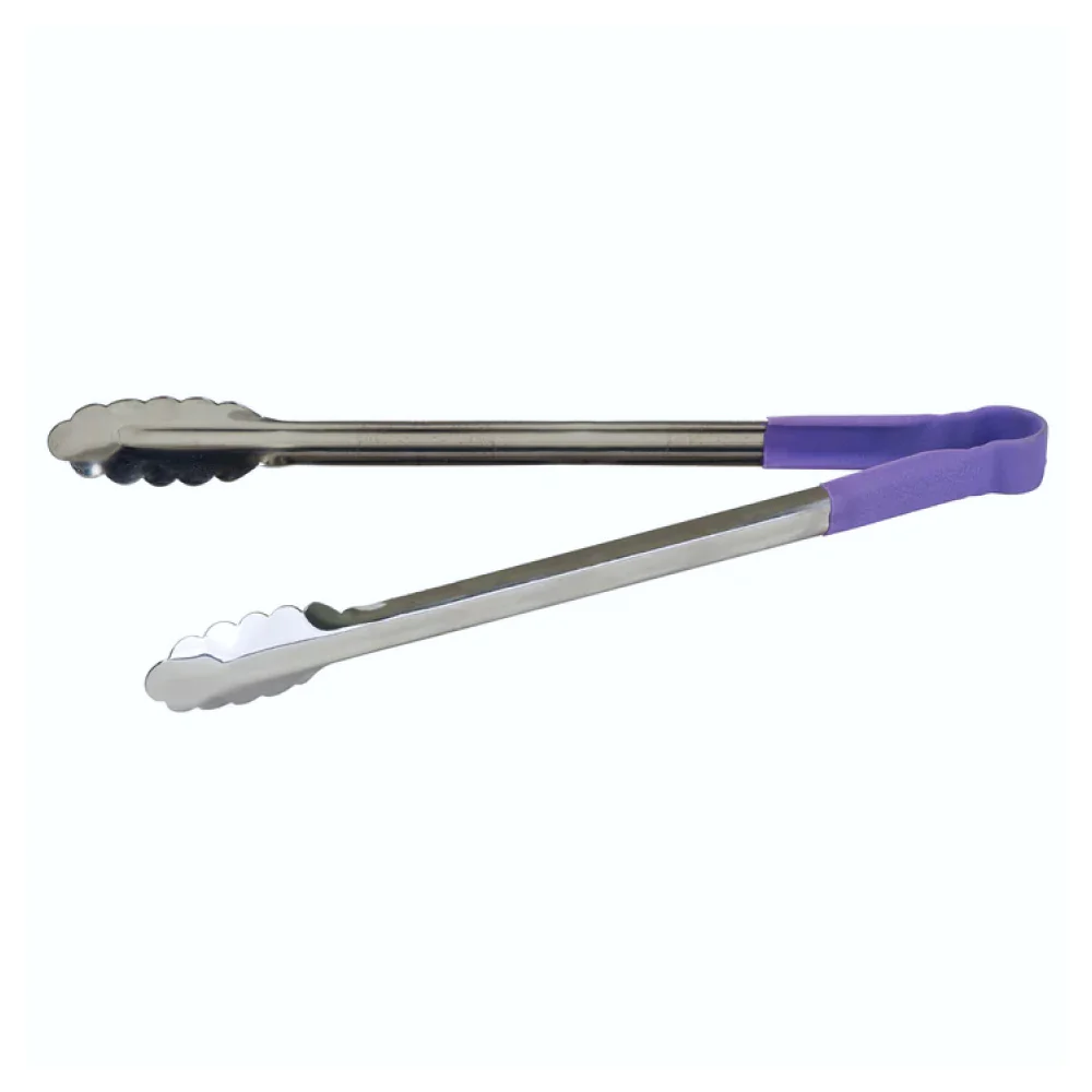Winco UTPH-16P 16" robust, Allergen-Free Utility Tongs with Polypropylene Handle - Purple