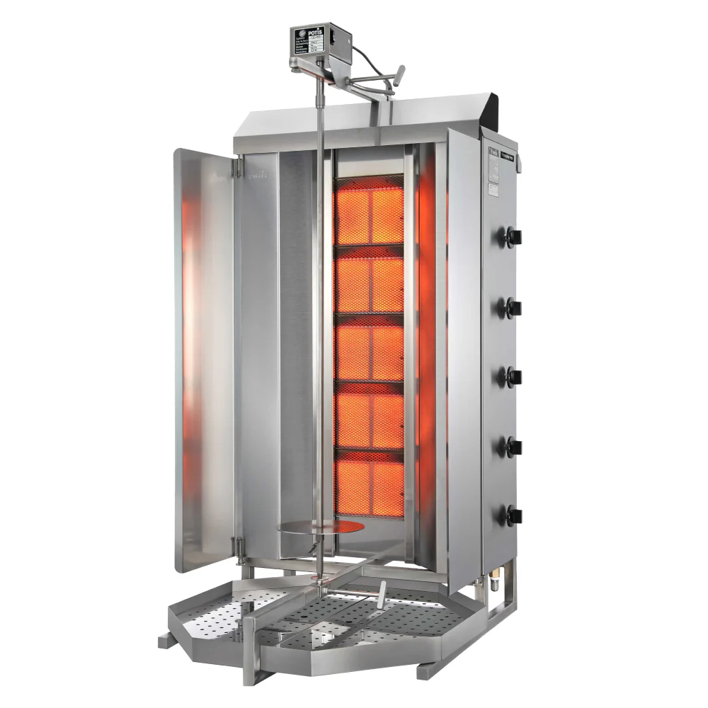 Trento MU-GD5 264.5 Lb. Natural Gas 5-Burner Vertical Doner Kebab Machine - 49162 - 47,500 BTU