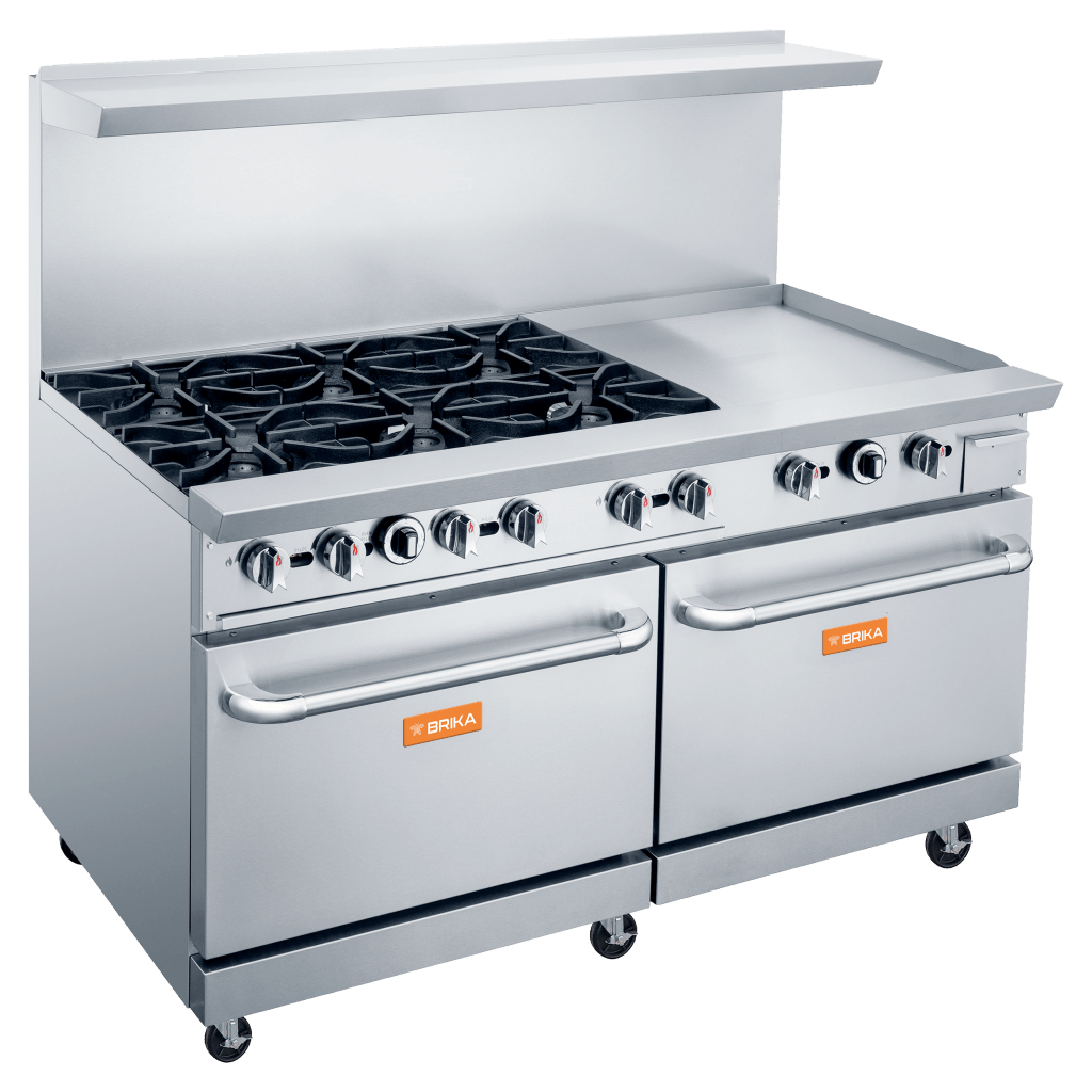 Brika - 60" Liquid Propane Range w/ 6 Burners & 24" Griddle - BGR-6B-G24