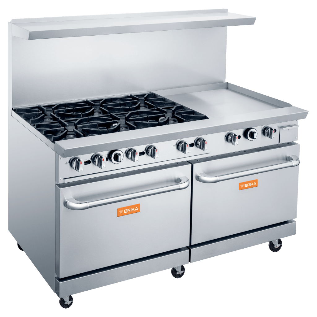 Brika - 60" Natural Gas Range w/ 6 Burners & 24" Griddle - BGR-6B-G24