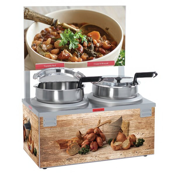 Nemco - 7 Qt Double Well Soup Merchandiser w/ Header & 2 Thermostats - 6510A-2D7