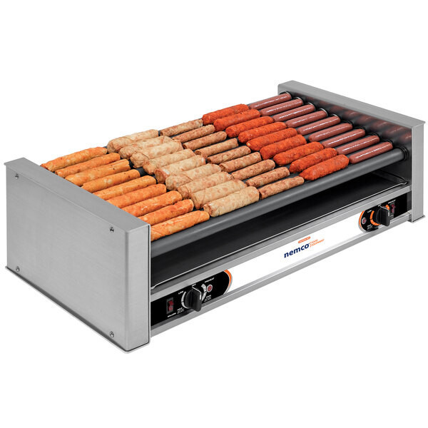 Nemco - 45 Hot Dog Wide Slanted Roller Grill 220V w/ Nonstick Coating - 8045SXW-SLT-220