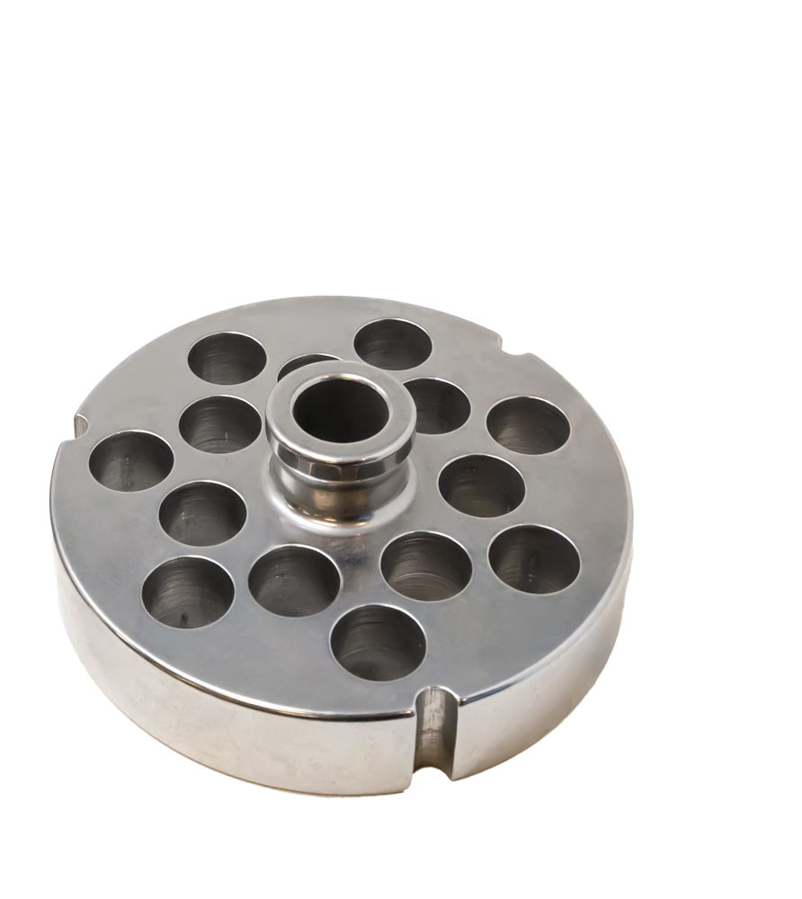 Omcan - #52 Meat Grinder Plate w/ Hub, 19.2mm Holes, 3 Notches/Round - 11178