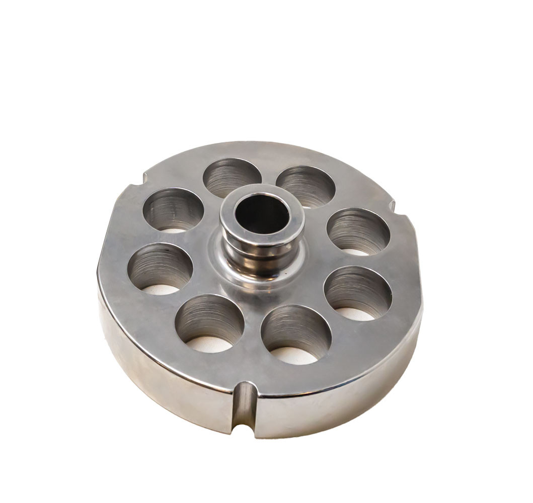 Omcan - #52 Meat Grinder Plate w/ Hub, 25mm Holes, 3 Notches/2 Flat Sides - 11179