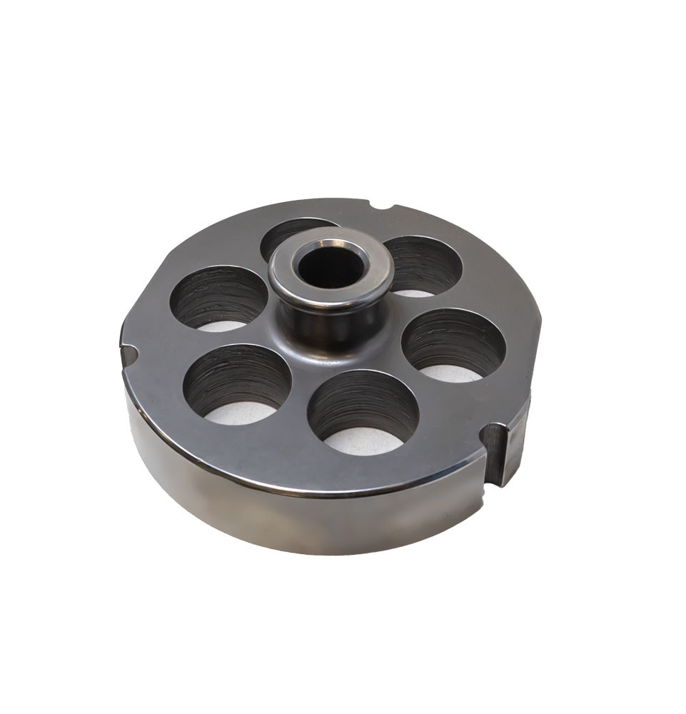 Omcan - #52 Meat Grinder Plate w/ Hub, 31.4mm Holes, 3 Notches/2 Flat Sides - 11180