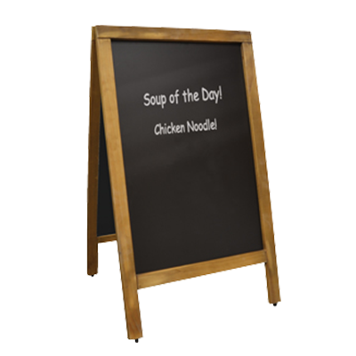 Omcan - A-Frame Sidewalk Menu Chalkboard With Mahogany Color Frame - 31396