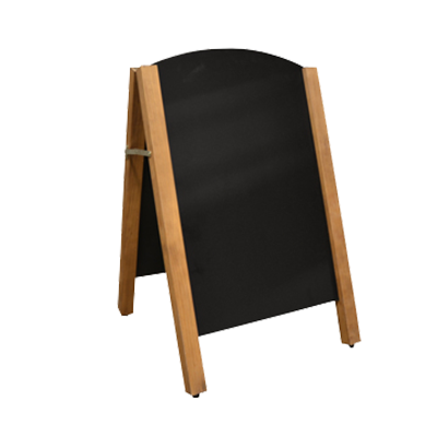 Omcan - A-Frame Sidewalk Menu Chalkboard With Decorative Mahogany Color Partial Frame - 31397