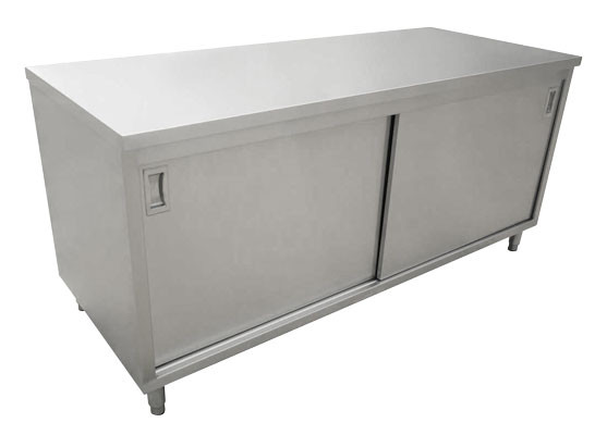 Omcan - 30" x 72" Stainless Steel Worktable w/ Cabinet & Sliding Doors - 44194