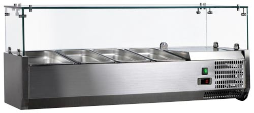 Omcan - 47" Refrigerated Topping Rail w/ Glass Guard - 46679