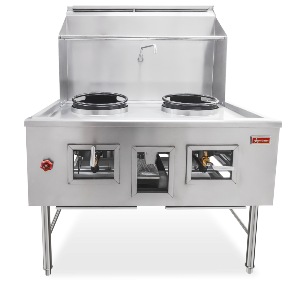Omcan - Natural Gas Wok Range w/ Two 13" Rings - 47726