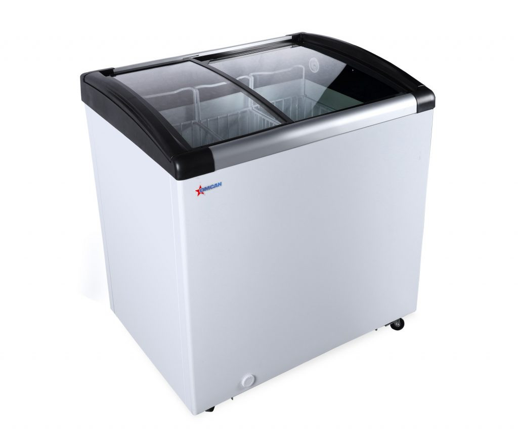 Omcan - 31" Ice Cream Display Chest Freezer w/ Curved Glass Top - 47751