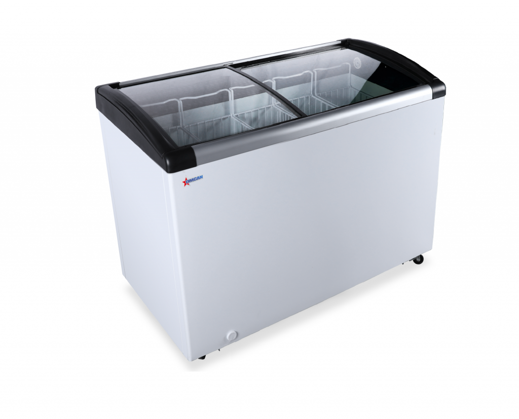 Omcan - 48" Ice Cream Display Chest Freezer w/ Curved Glass Top - 47753